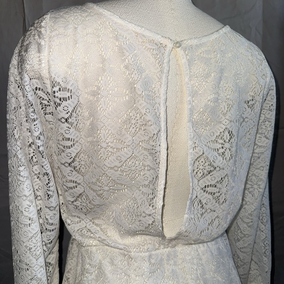 Hollister Women's Dress Sz Large Long Sleeve Cream Lace Boho Chic Western Preppy - Picture 6 of 14